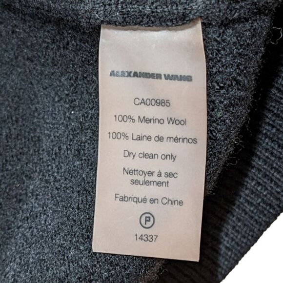 T Alexander Wang Black Merino Wool Open Back Button Front Cardigan Size XS - Picture 8 of 8